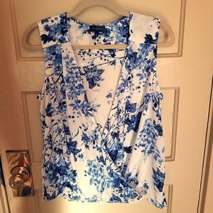 Blue and white floral blouse by The Limited
